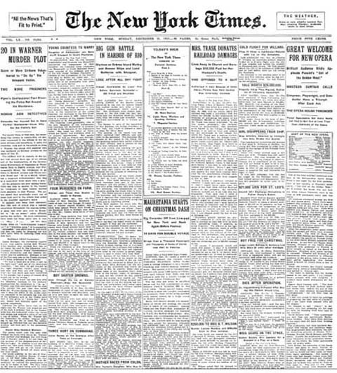 La Fanciulla Premiere, New York Times, 12/11/1910