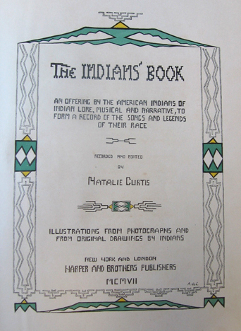 photo of Puccini's copy of Natalie Curtis' book on Native American music (1907) which Puccini used in composing "La Fanciulla del West" PucciniCurtisbook1.jpg